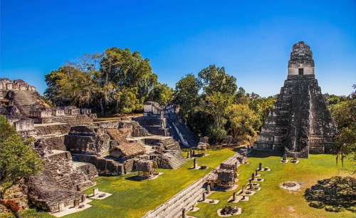 Temple 1, Temple of the Great Jaguar and North Acropolis, Tikal, largest Mayan ceremonial complex