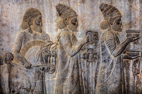 Relief detail of the delegation of peoples bringing gifts to Darius on the stairs of the Apadana