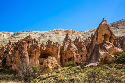 Zelve Valley, fantastic tuff rock formations, Cappadocia, Turkey