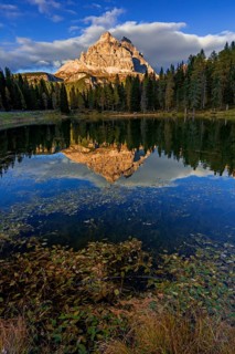 Mountain lake, mountains, reflection, sunny, evening light, Lake Antorno, Lake Antorno, Three
