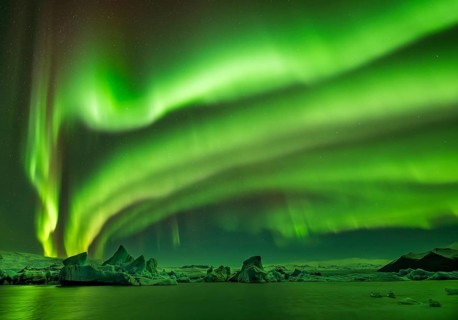Northern Lights, Aurora Borealis, Glacier Lagoon, Jökulsarlon, Iceland