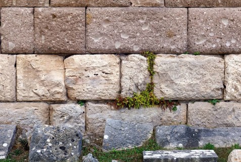 Middle terrace, detail, wall, seamless, Asclepieion, Latin Aescupium, three terraces, place of