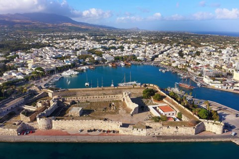 Aerial view, below Kastro, Neratzia fortress, also Nerantzia, castle, first mentioned in 1395,