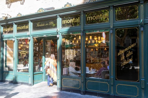 Montal historic cafe restaurant and shop, Plaza de San Filipe, Zaragoza, Aragon, Spain, Europe