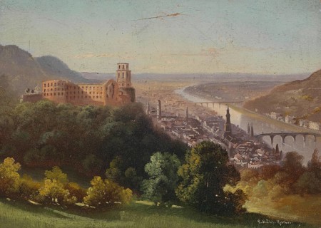 View of Heidelberg, Baden-Württemberg, Germany, based on a painting by Hubert Sattler (1817-1904),