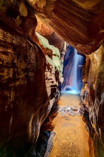 Waterfall in a cave in Ouro Preto, Minas Gerais state, Ouro Preto, Minas Gerais, Brazil
