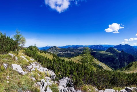 View from Egelseehörndl into the Osterhorn Group, Postalm, Salzkammergut, Province of Salzburg,