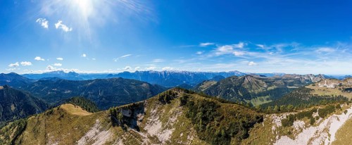 Drone shot, view of Egelseehörndl, Postalm, Osterhorn Group, Salzkammergut, Province of Salzburg,
