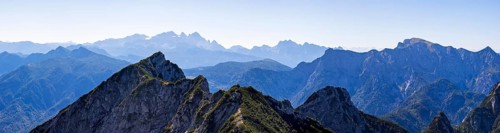 View from Rettenkogel to Bergwerkskogel and Dachstein, Postalm, Osterhorn Group, Salzkammergut,