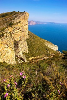 Cliffs at Playa del Portet, tourist destination, cliffs, Moraira, Valencia, Costa Blanca, Spain
