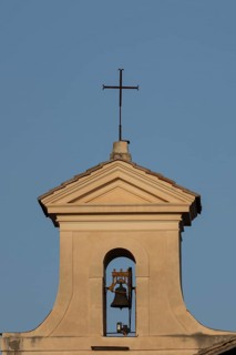 Bell tower of a church in the city of Rome, Italy