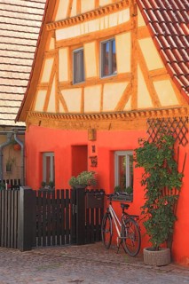 Half-timbered house, historic façade in the old town, town of Heideck in the district of Roth,