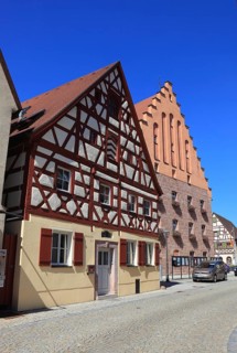Fachwerkhäuser und Rathausplatz, city of Heideck in the district of Roth, Middle Franconia,