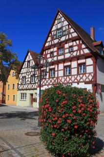 Fachwerkhäuser am Rathausplatz, city of Heideck in the district of Roth, Middle Franconia, Bavaria,