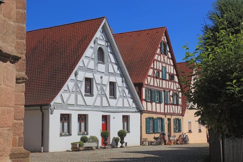 Half-timbered houses in the old town, town of Heideck in the district of Roth, Middle Franconia,