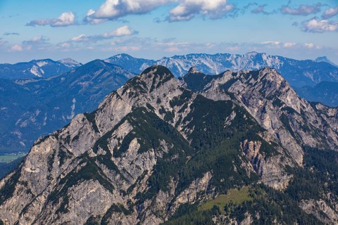 View from Braunedlkogel to Rinnkogel and Rettenkogel, Postalm, Osterhorn Group, Salzkammergut,