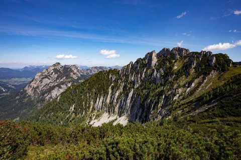 View from Braunedlkogel to Scharfen and Rinnkogel, Postalm, Osterhorn Group, Salzkammergut,