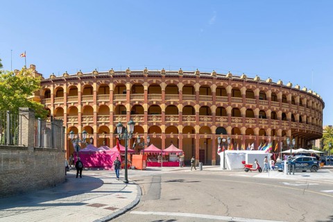 Plaza de Toros de la Misericordia historic bullring building, city of Zaragoza, Aragon, Spain