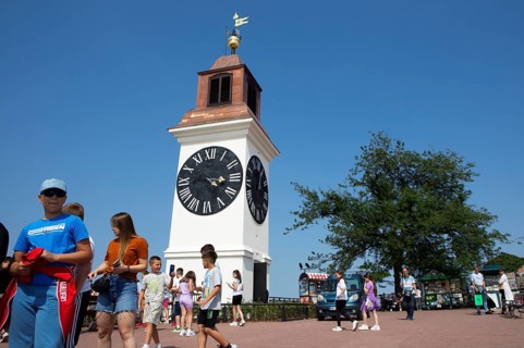 Clock Tower or Tipsy Clock, Petrovaradin or Petrovaradin Fortress, Novi Sad, Vojvodina Province,