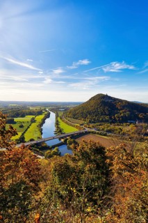 View from Porta Kanzel viewing platform to Wittekindsberg, Weser, Weser Valley, the North German