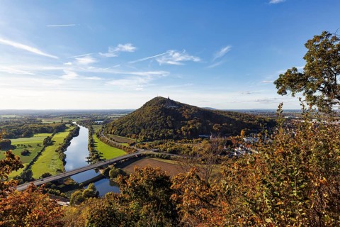 View from Porta Kanzel viewing platform to Wittekindsberg, Weser, Weser Valley, the North German
