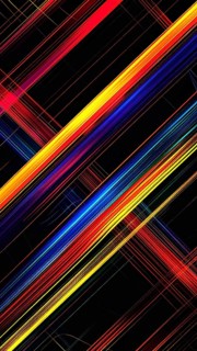 Abstract digital art featuring vibrant, intersecting neon lines creating a geometric pattern,