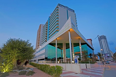 Hotel complex, Diamante Beach El Hotel AR Diamate Beach Hotel in Calpe, night view, Valencia, Costa