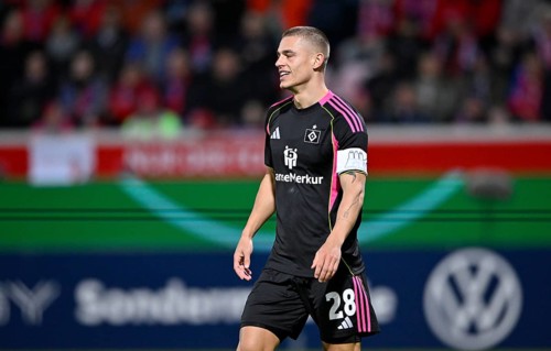 Miro Muheim Hamburger SV HSV (28) DFB-Pokal, Voith-Arena, Heidenheim, Baden-Württemberg, Germany