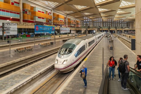 Renfe Class 103 high-speed train, AVE Alta Velocidad Española service, Zaragoza-Delicias railway