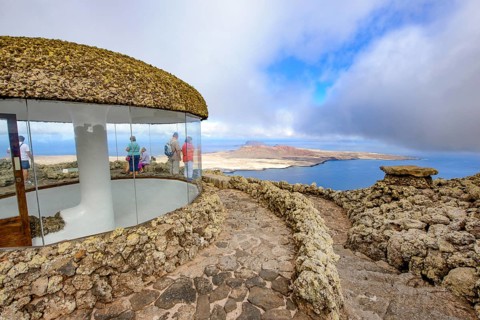 Panoramic window in a building designed by Cesar Manrique with the collaboration of Jesús Soto and