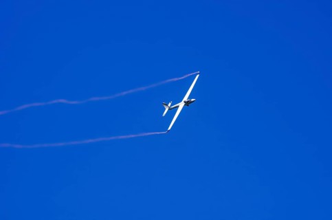 A Marganski Swift S-1 glider, registration D-3168, during a demonstration as part of an air show at