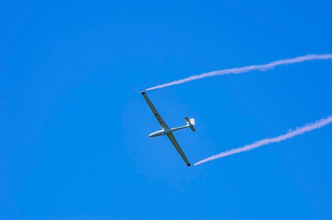An SZD-59-1 ACRO glider, registration D-1138, during a demonstration as part of an air show at the