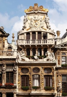 Baroque guild house of river boatmen (Le Cornett, the cornucopia) at the Grand Palace, Brussels,
