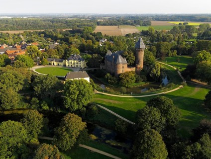 Aerial view of Linn Krefeld Castle, North Rhine-Westphalia, Germany