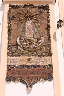 Wall relief, sculpture, decorative, stylish at the Catholic Church, Benidorm, Costa Blanca,