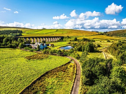 Shankend Viaduct from a drone, Hawick, Scottish Borders, Scotland, UK