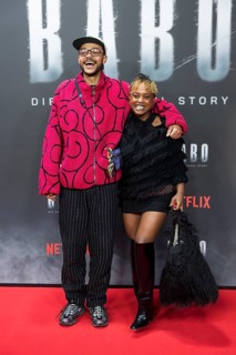 Yannick Niang and Tsellot Melesse at the premiere of the Netflix film Babo at the Astor Film Lounge