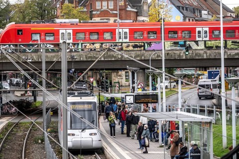 Tram station, at Düsseldorf-Bilk station, hub of S-Bahn, subway, tram, public bus, North