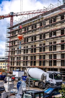 Construction site, residential construction, 50 new, publicly funded rental apartments, catering,