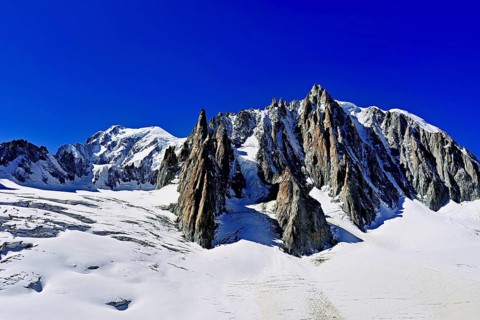 View of the mountains from the Télécabine Panorama Railway, Mont Blanc, Le Mont Blanc du Tacul, in