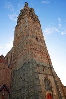 Historic St. Salvator Cathedral, Sint-Salvatorskathedraal, in the old town of Bruges, powerful