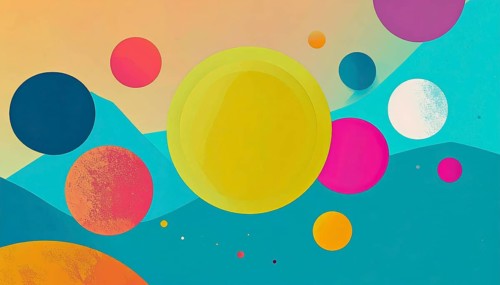 Vector art illustration, spheres, rectangles, triangles and geometric pattern, vector wallpaper