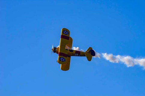 A Boeing PT-17 Stearman biplane, also Boeing Stearman Model 75, with the inscription 399 USNAVY