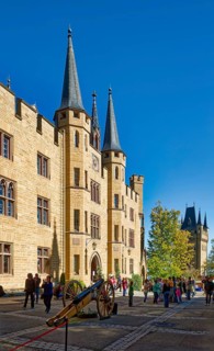 Courtyard, Hohenzollern Castle, ancestral home of the House of Hohenzollern, noble family, German