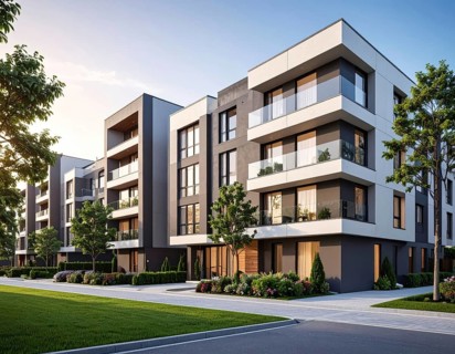 New modern block of flat, condo architecture, Residential apartment as a flat, luxury house