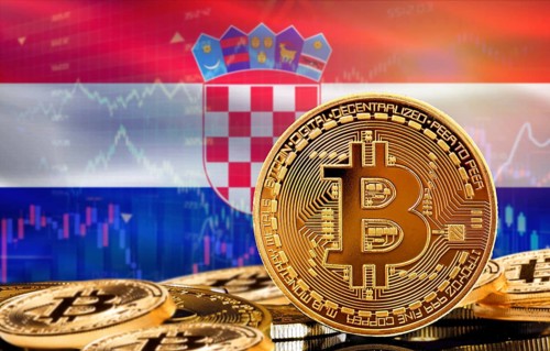 Investors in cryptocurrency and Blockchain Technology in Croatia, Concept. Bitcoin with Croatia