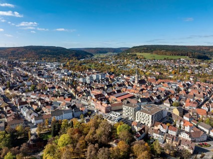Aerial view of the city of Tuttlingen, residential buildings, residential areas, real estate