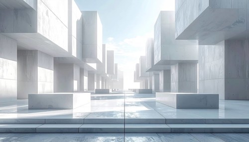 3d illustration of abstract modern architecture background, Minimal geometry architectural design,