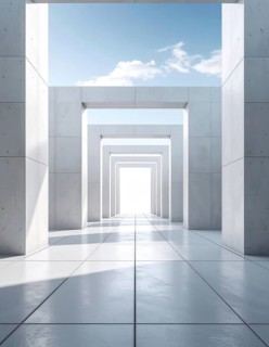 3d illustration of abstract modern architecture background, Minimal geometry architectural design,