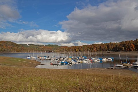 Yachthafen, Sondern, Olpe, Biggesee, Sauerland, North Rhine-Westphalia, Germany